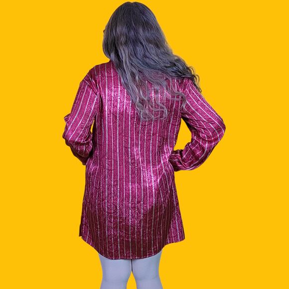 Victoria's Secret Red and Gold Striped Button Up Sleepshirt, M - Picture 4 of 8